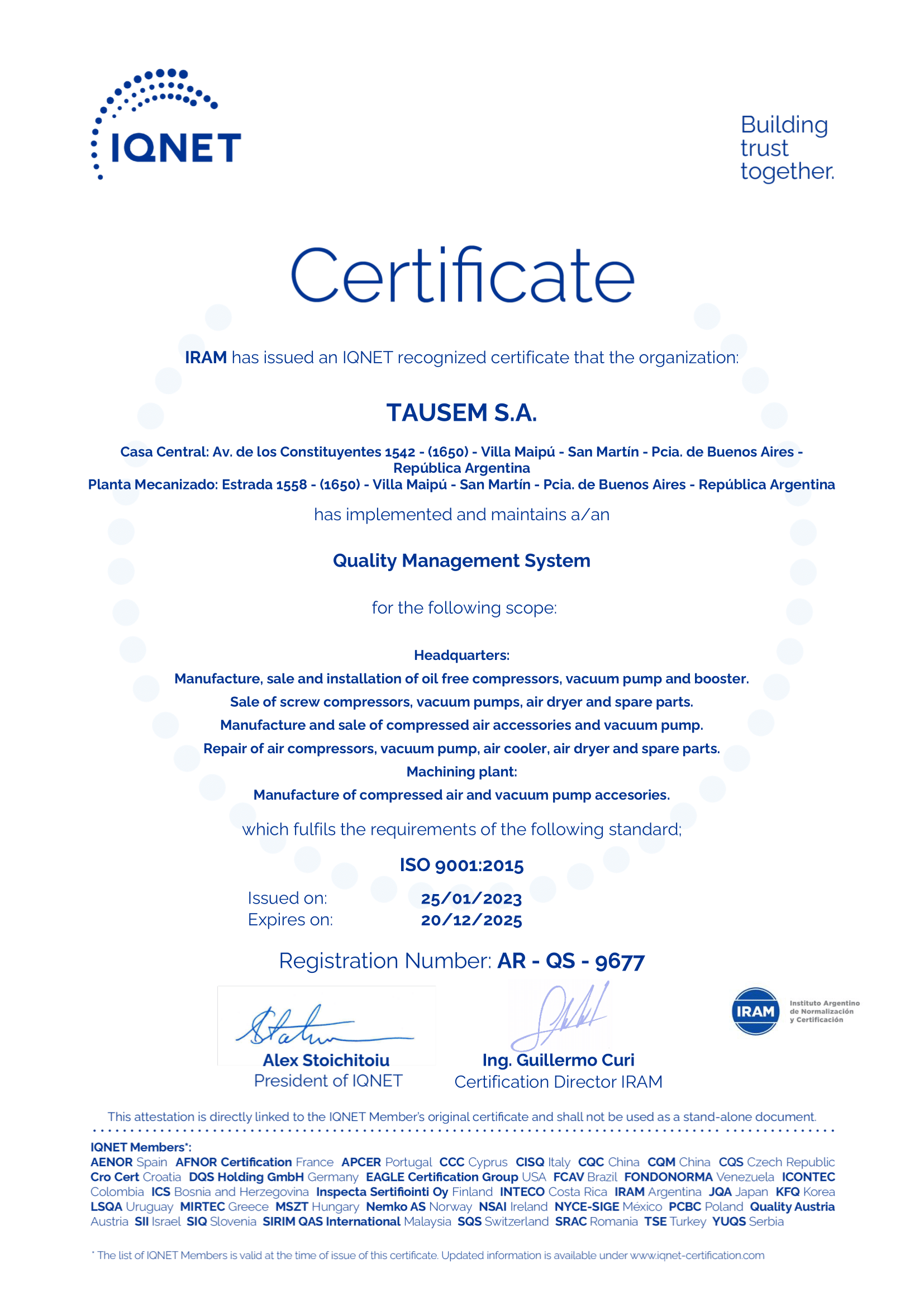 CERTIFICADO INTERNACIONAL